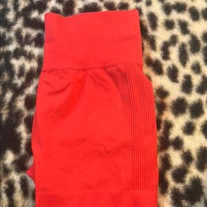 Vibrant Red High-Waisted Biker Shorts
